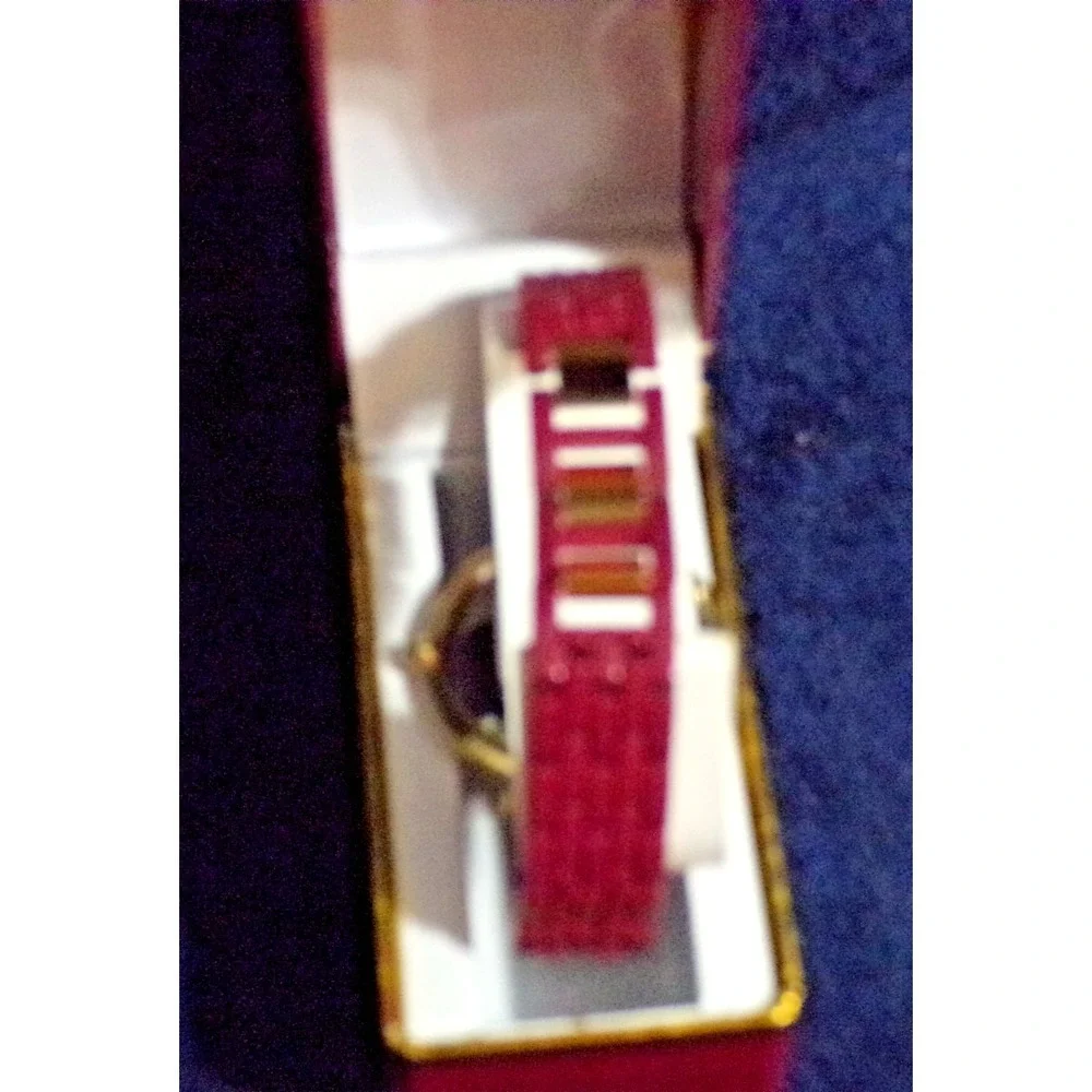 Geneva Maroon & Gold Tone Women's Wristwatch 9